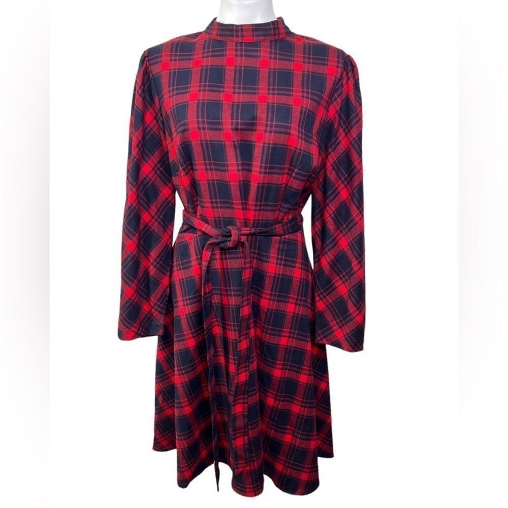 Flannel dress blue and red